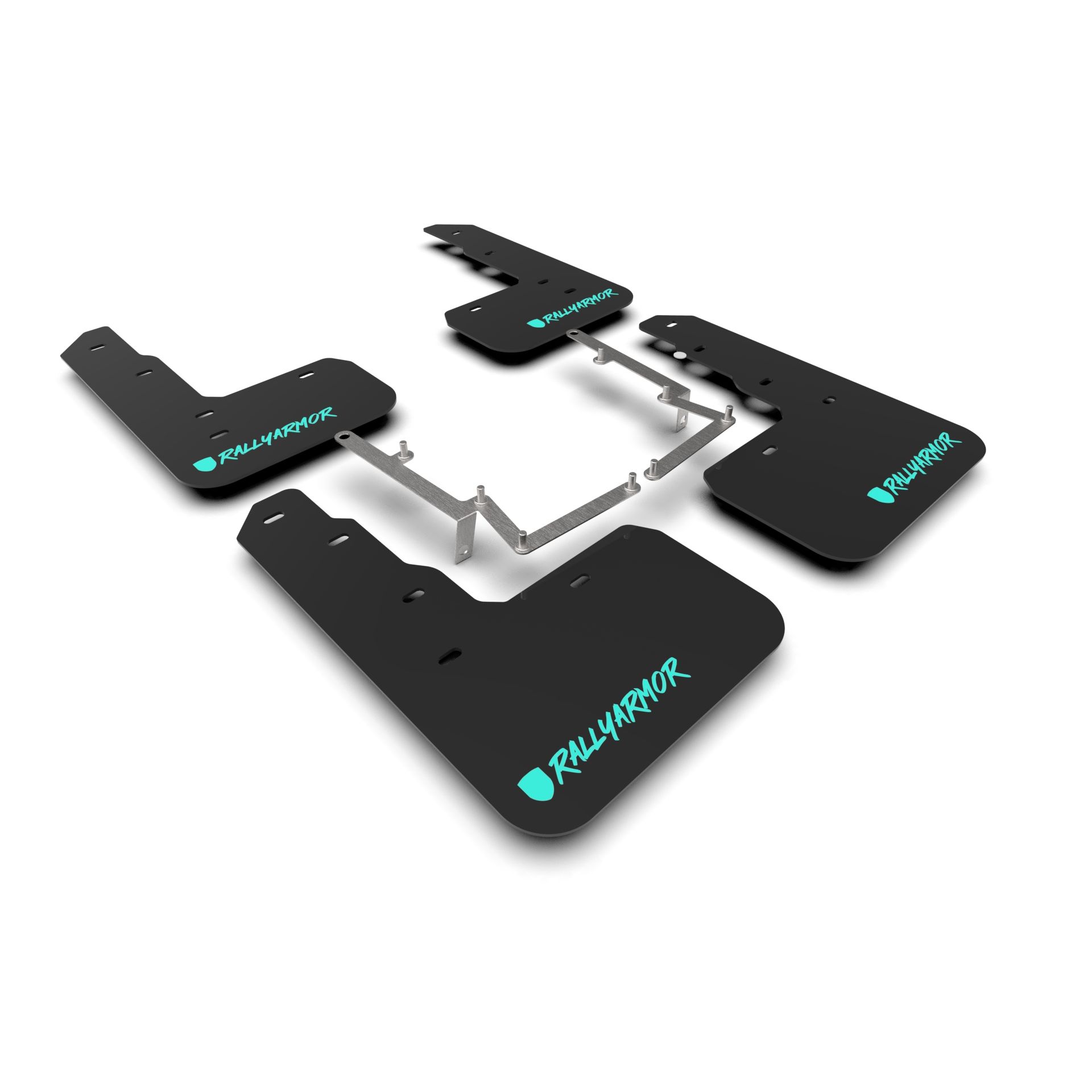 Rally Armor MF47-UR-BLK/TL-X - 2017-2022 Honda Civic Type R - Black Mud Flap/Altered Font Teal Logo