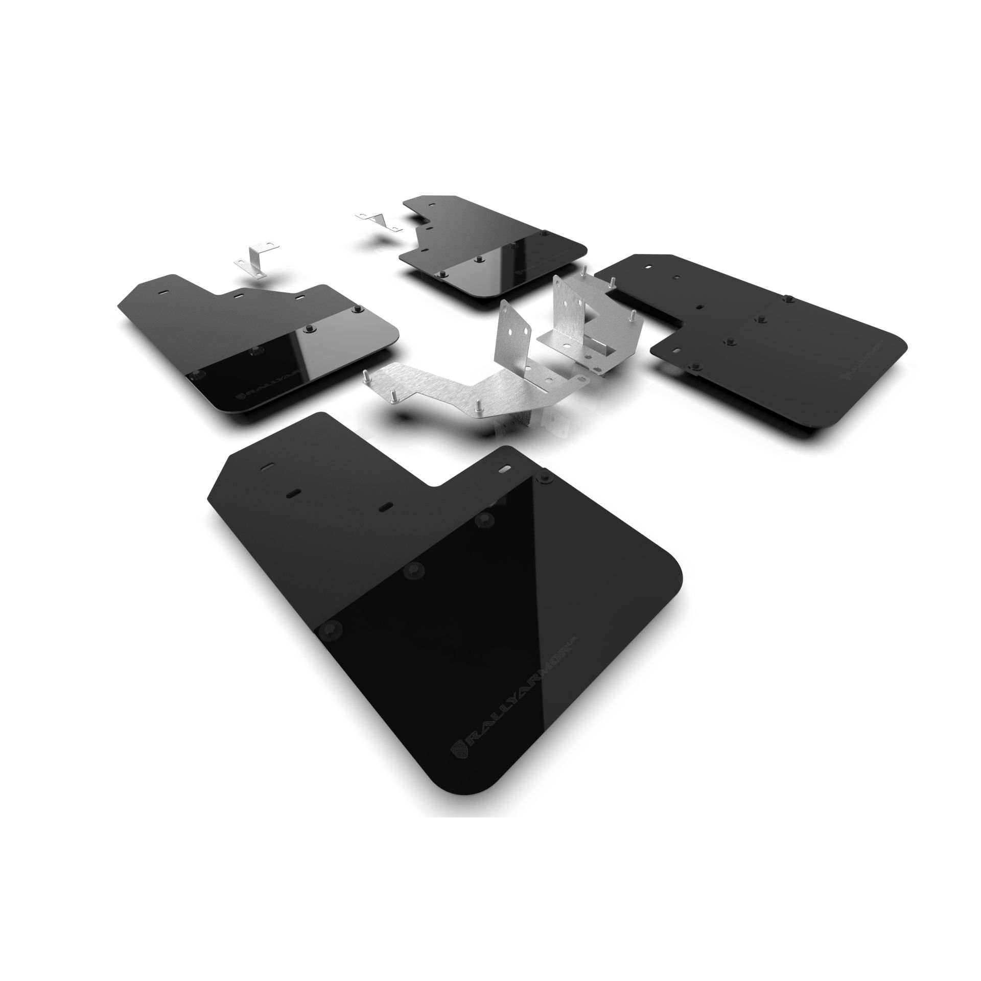 Rally Armor MF85-NO-PL-MBK - 2021-25 Ford Bronco with Plastic Rear Bumper, No Rock Rails, and No Running Boards  - Black Mud Flap/Metallic Black Logo