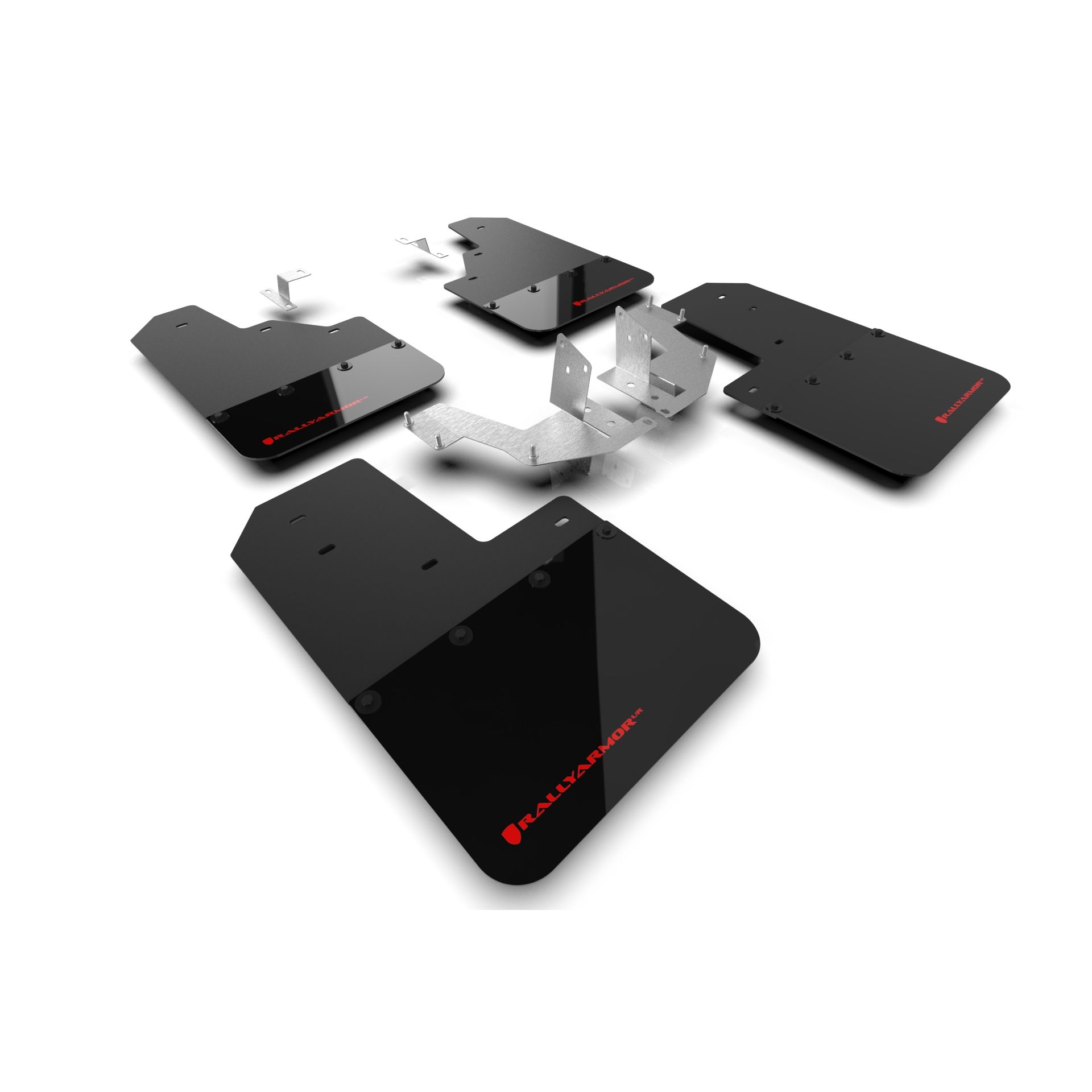 Rally Armor MF85-NO-PL-RD - 2021-25 Ford Bronco with Plastic Rear Bumper, No Rock Rails, and No Running Boards  - Black Mud Flap/Red Logo