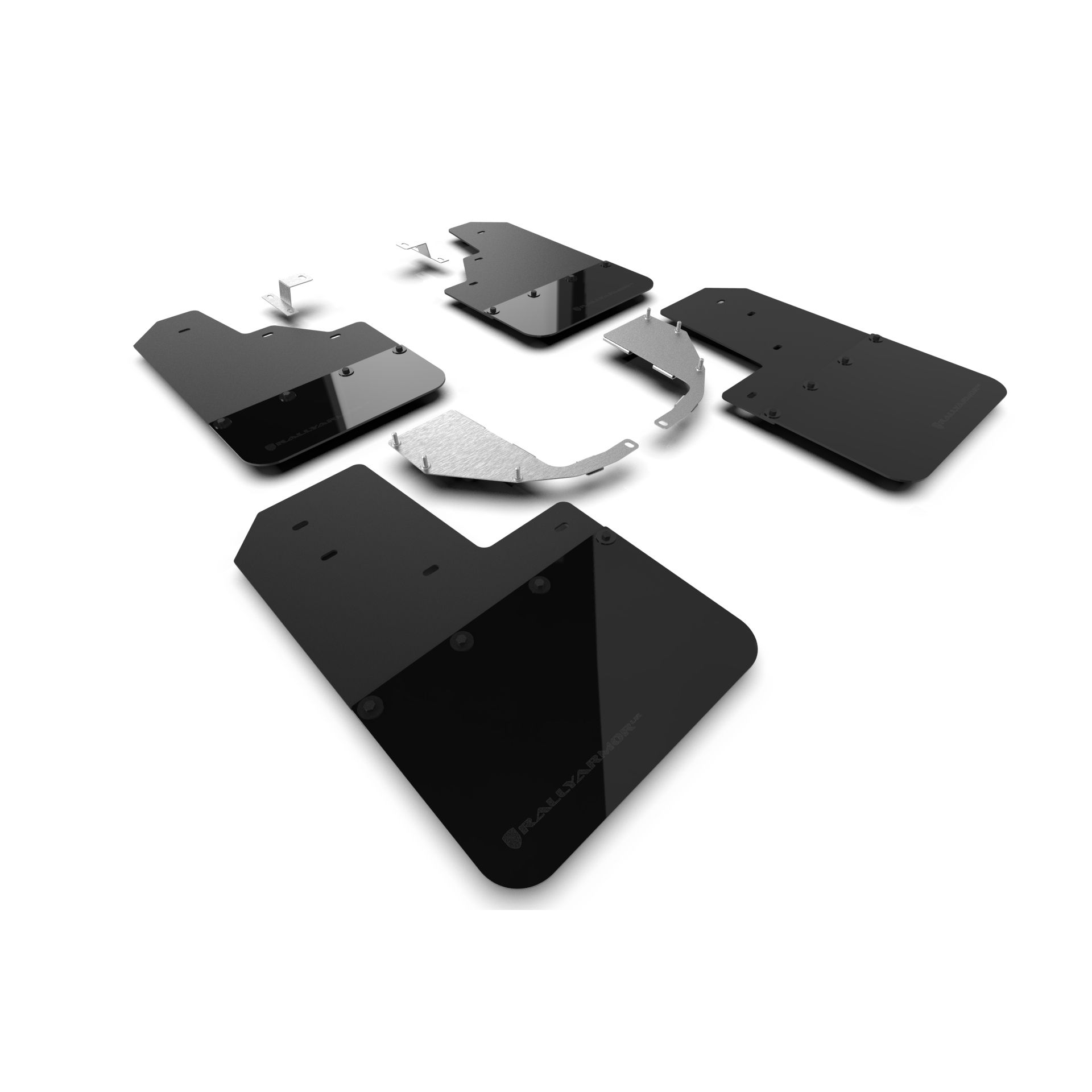 Rally Armor MF85-NO-ST-MBK - 2021-25 Ford Bronco with Steel Rear Bumper, No Rock Rails, and No Running Boards  - Black Mud Flap/Metallic Black Logo