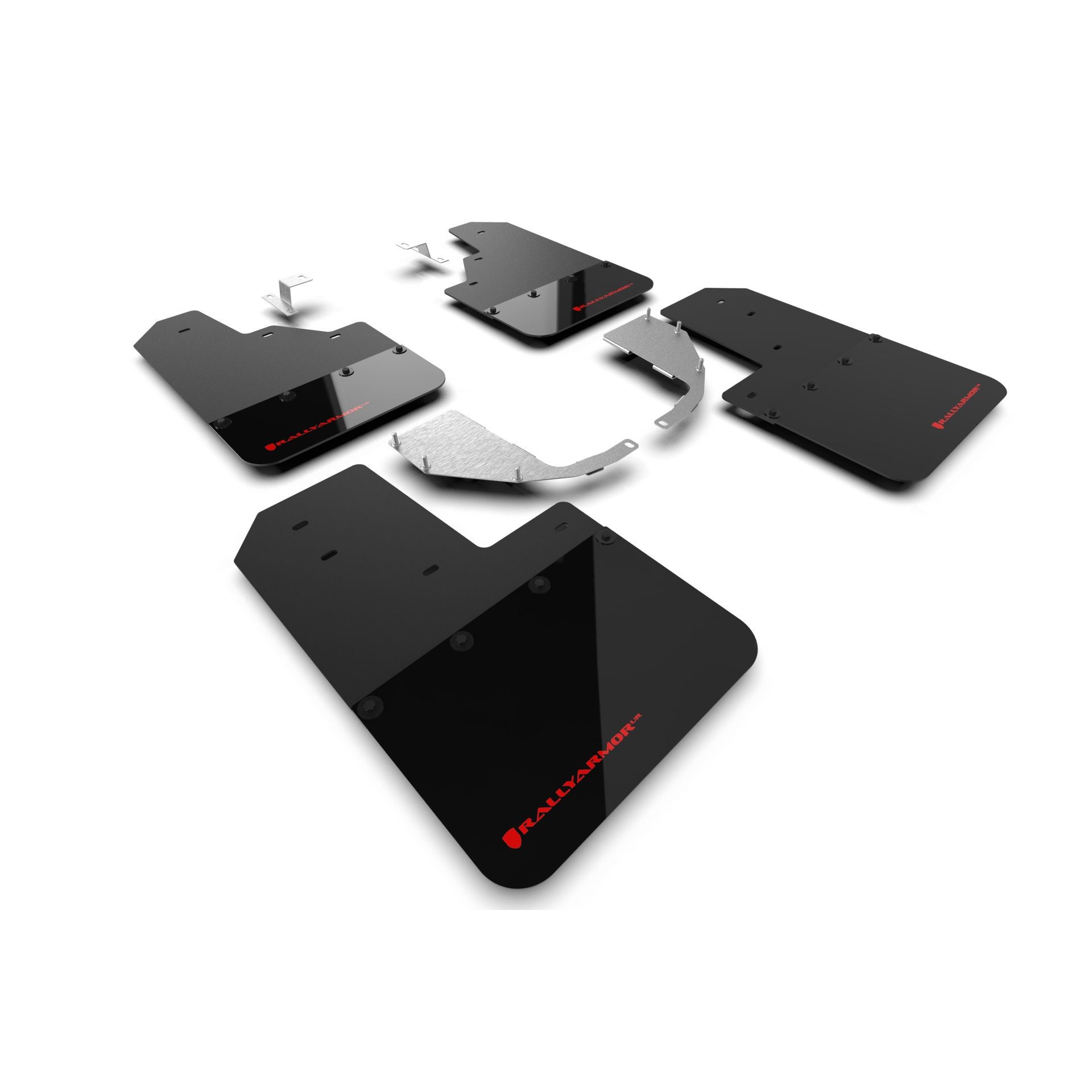 Rally Armor MF85-NO-ST-RD - 2021-25 Ford Bronco with Steel Rear Bumper, No Rock Rails, and No Running Boards  - Black Mud Flap/Red Logo