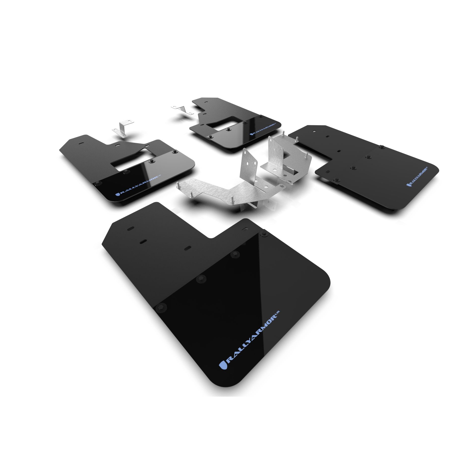 Rally Armor MF85-RB-PL-ABL - 2021-25 Ford Bronco with Factory Running Boards and Plastic Rear Bumper  - Black Mud Flap/Area Blue Logo