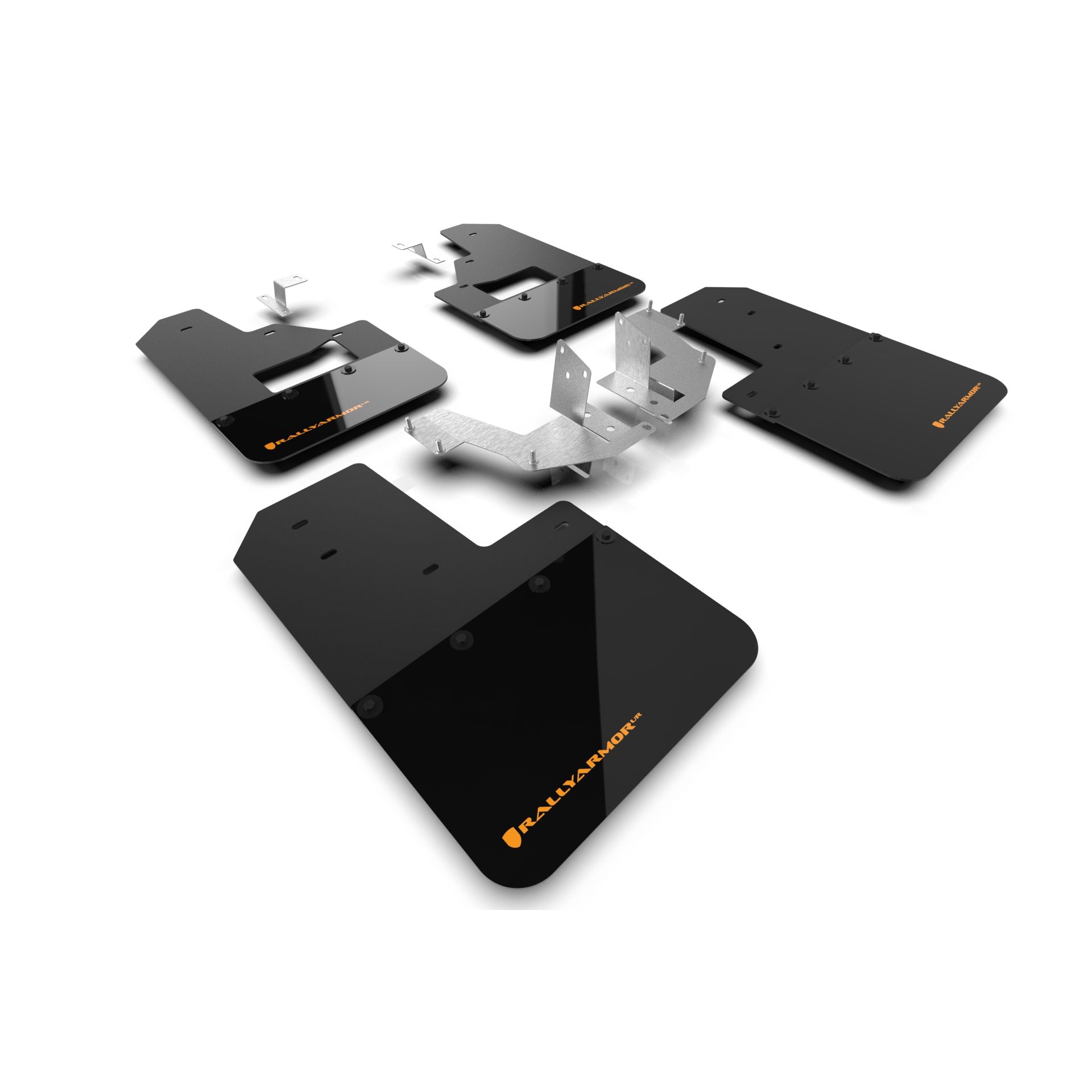 Rally Armor MF85-RB-PL-COR - 2021-25 Ford Bronco with Factory Running Boards and Plastic Rear Bumper  - Black Mud Flap/Cy Orange Logo