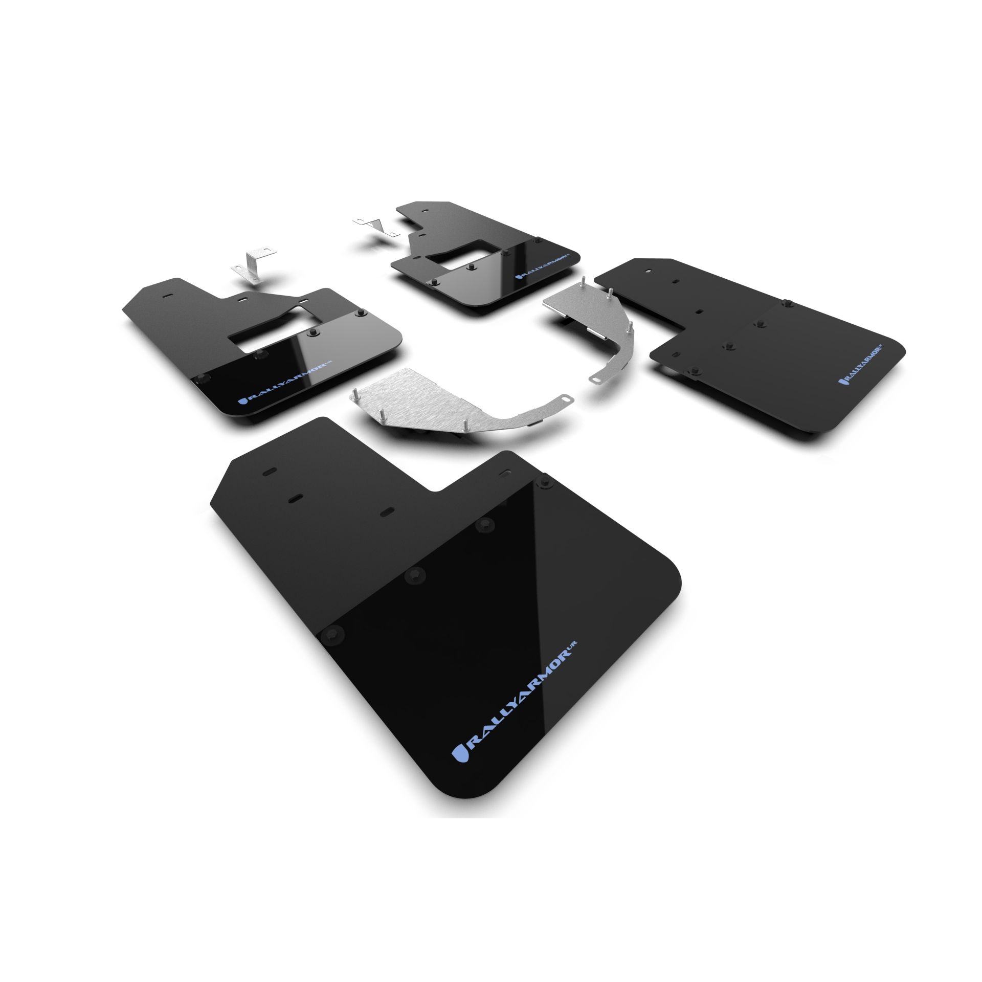 Rally Armor MF85-RB-ST-ABL -2021-25 Ford Bronco with Factory Running Boards and Steel Rear Bumper  - Black Mud Flap/Area Blue Logo