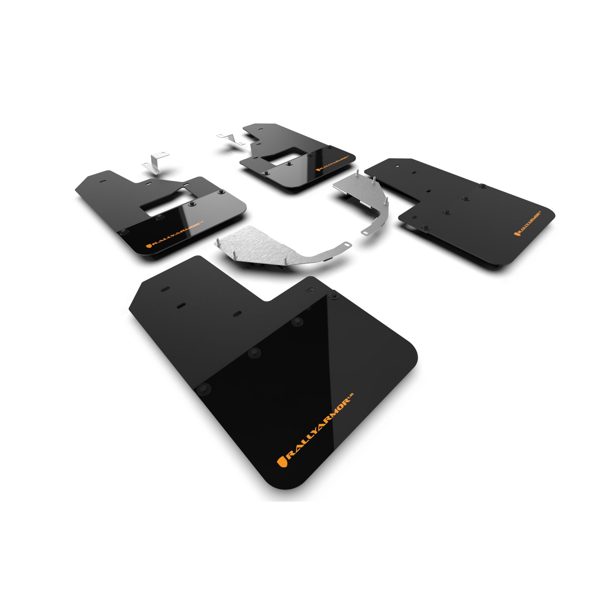 Rally Armor MF85-RB-ST-COR -2021-25 Ford Bronco with Factory Running Boards and Steel Rear Bumper  - Black Mud Flap/Cy Orange Logo