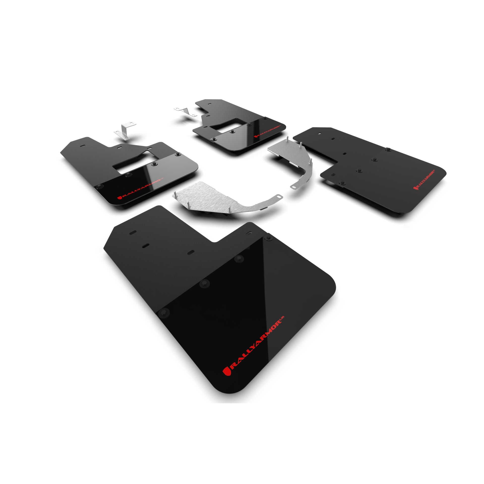 Rally Armor MF85-RB-ST-RD -2021-25 Ford Bronco with Factory Running Boards and Steel Rear Bumper  - Black Mud Flap/Red Logo