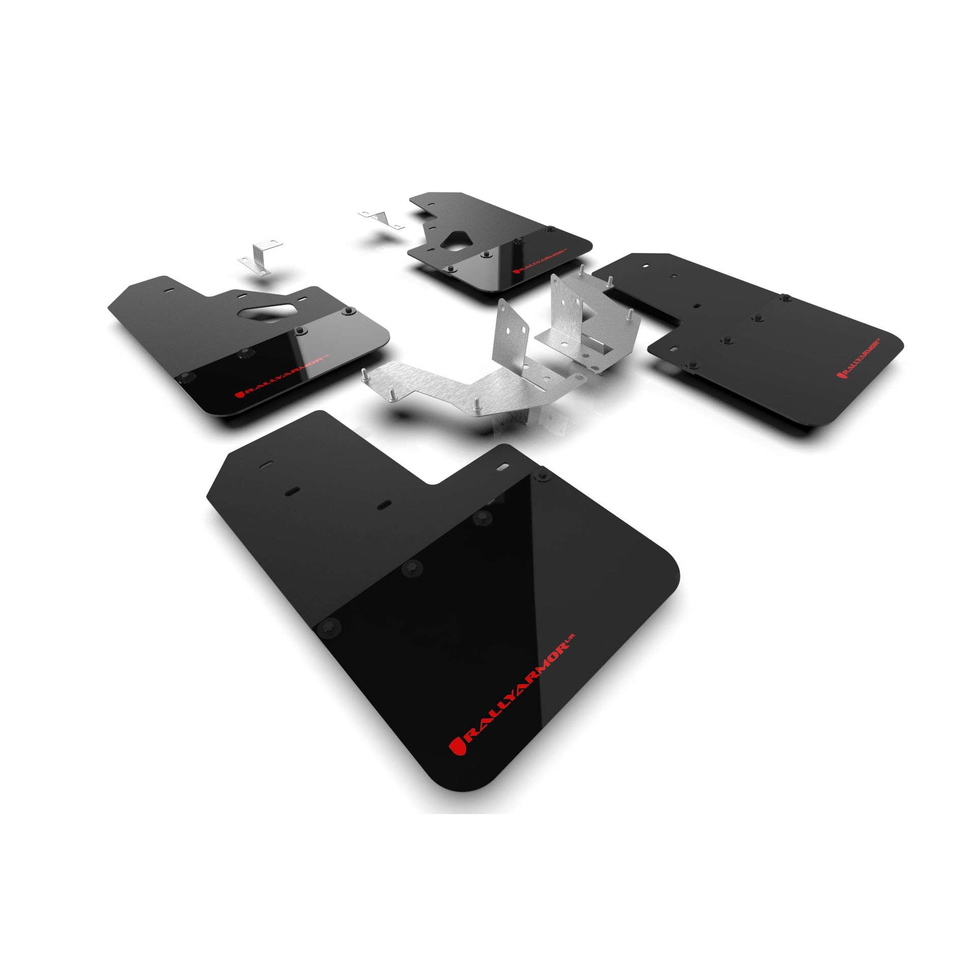 Rally Armor MF85-RR-PL-RD - 2021-25 Ford Bronco with Factory Rock Rails and Plastic Rear Bumper  - Black Mud Flap/Red Logo