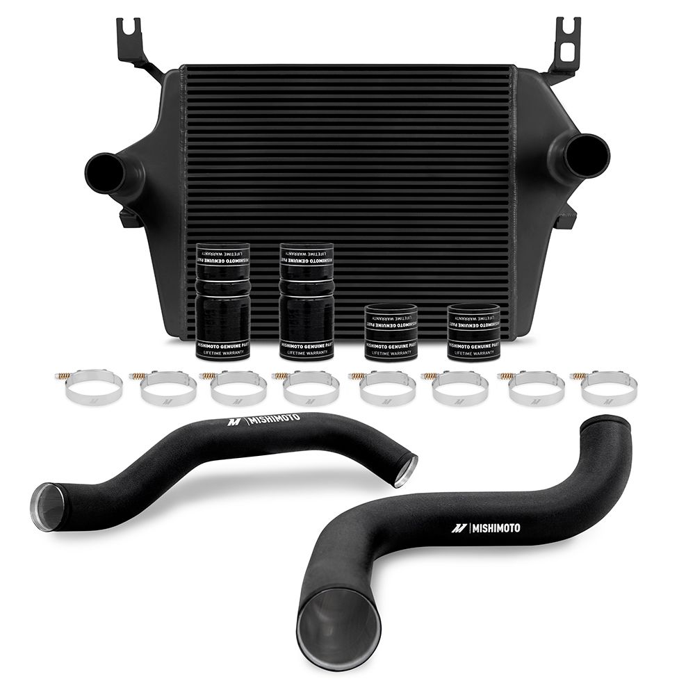 Ford 7.3L Powerstroke Intercooler Kit, 1999-2003 Black Cooler, Black Pipes
