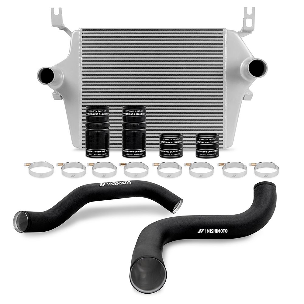 Ford 7.3L Powerstroke Intercooler Kit, 1999-2003 Silver Cooler, Black Pipes