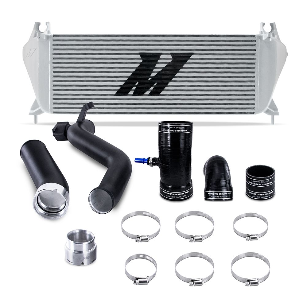 Intercooler Kit, fits Ford Ranger 2.3L 2019-2023, Silver Cooler, Black Pipes