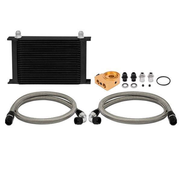 Universal Thermostatic Oil Cooler Kit, Black, 25 Row