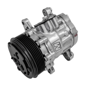 March Ultra Series Sanden 7176 AC Compressor, Polished, 6 Rib Serpentine Clutch