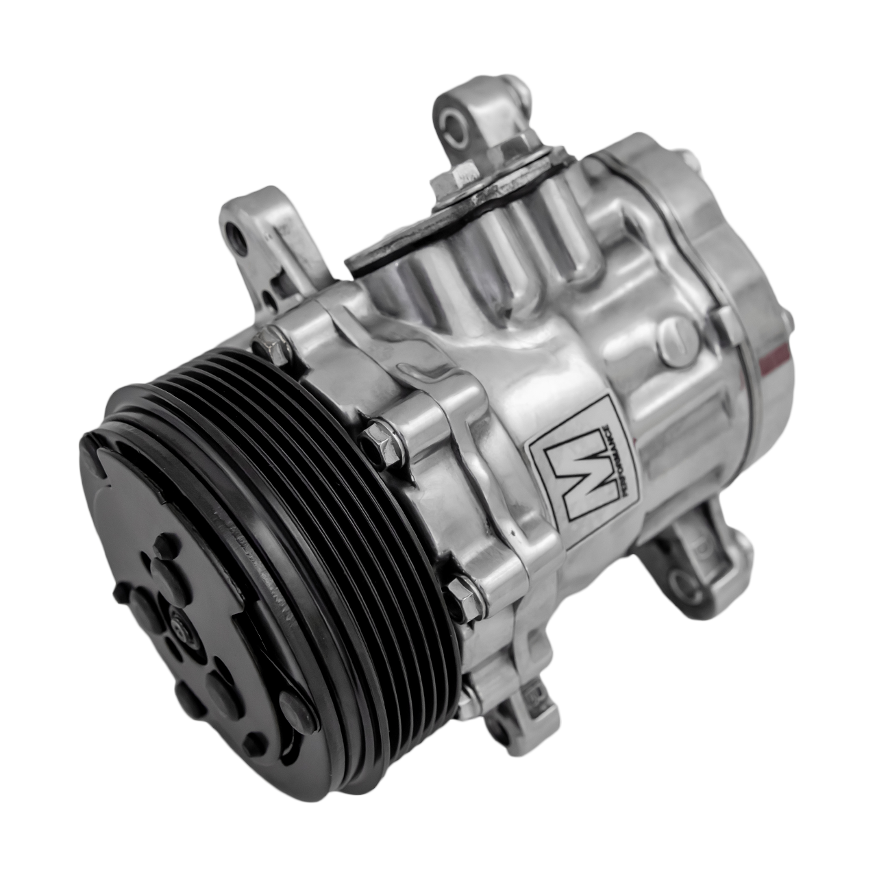 March Ultra Series Sanden 7176 AC Compressor, Polished, 6 Rib Serpentine Clutch