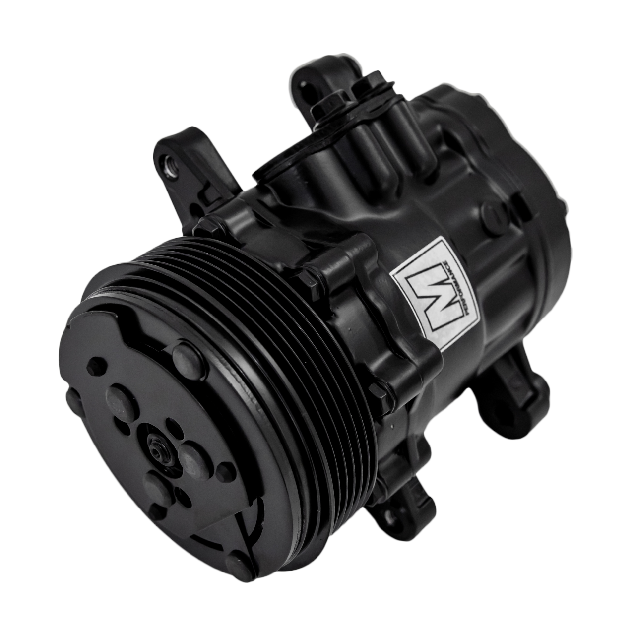 March Ultra Series Sanden 7176 AC Compressor, Black, 6 Rib Serpentine Clutch