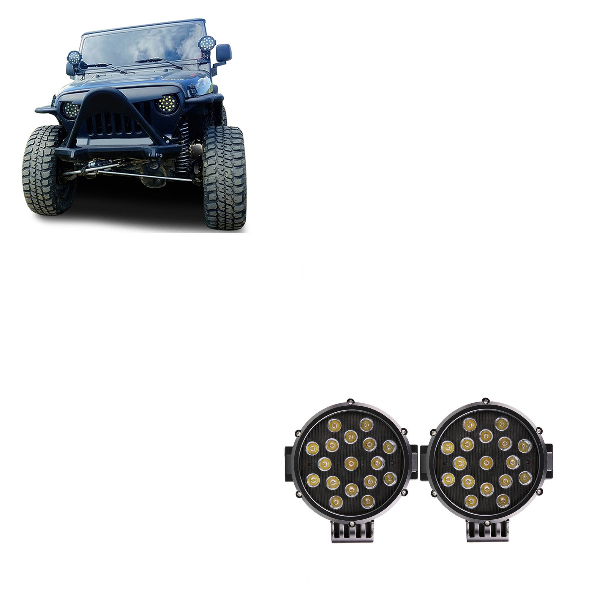Black Horse Off Road LED 7 in. Dia.Lights Clear Die-cast Aluminum PL2265