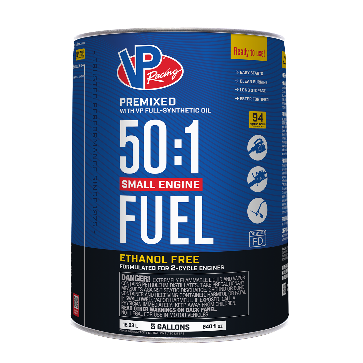 50:1 Premixed Small Engine Fuel 5 Gallon Pail