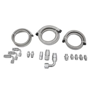 Power Steering Line Kit for Remote Reservoirs; Stainless Braid