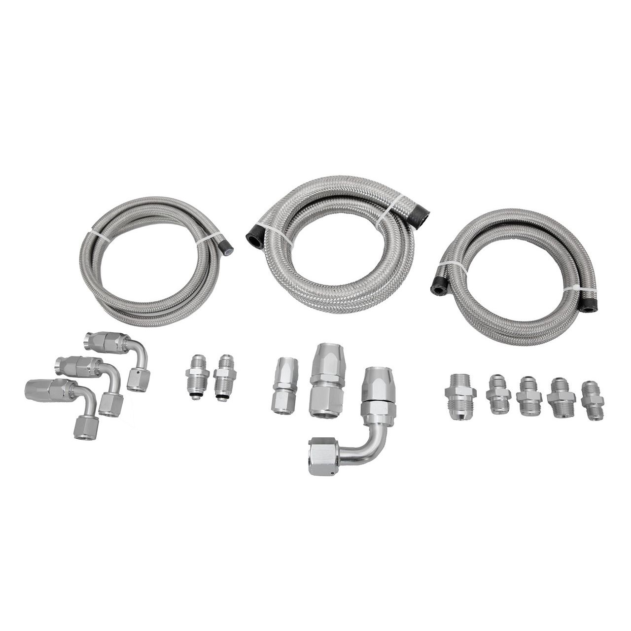 Power Steering Line Kit for Remote Reservoirs; Stainless Braid