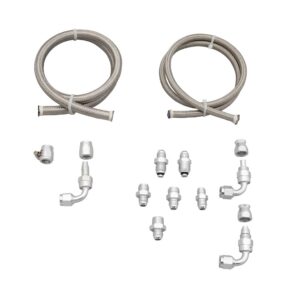 Power Steering Line Kit for Attached Reservoirs; Stainless Steel Braid