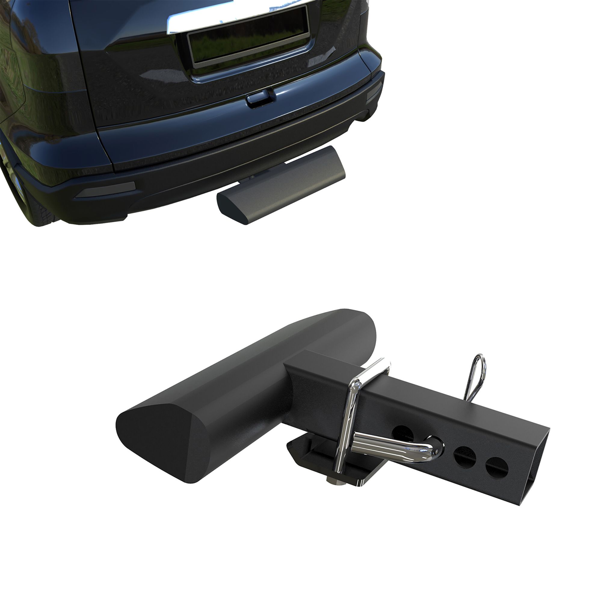 Black Horse Off Road Rear Hitch Step Black Steel RAZ12B