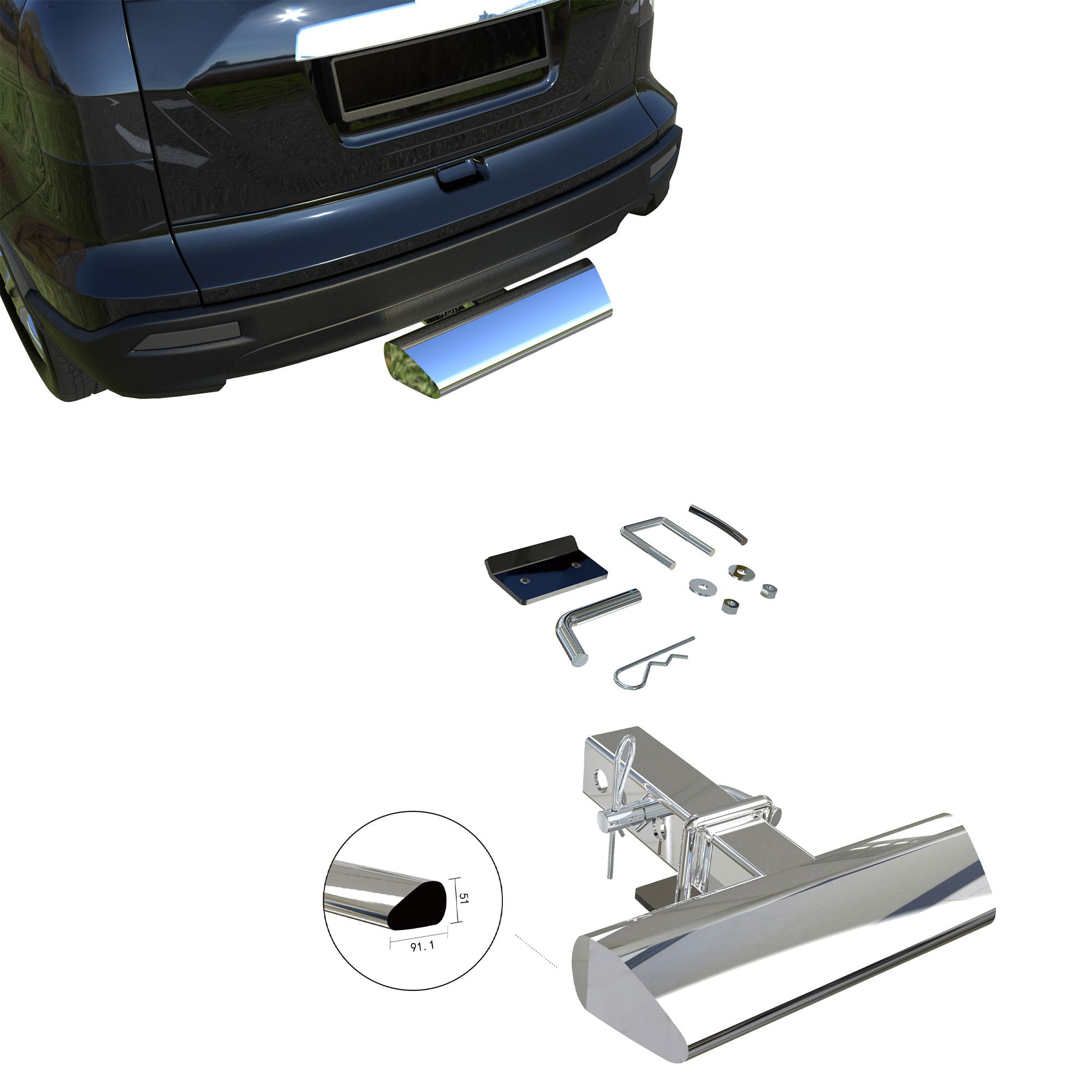 Black Horse Off Road Rear Hitch Step Stainless Steel Stainless Steel RAZ12S