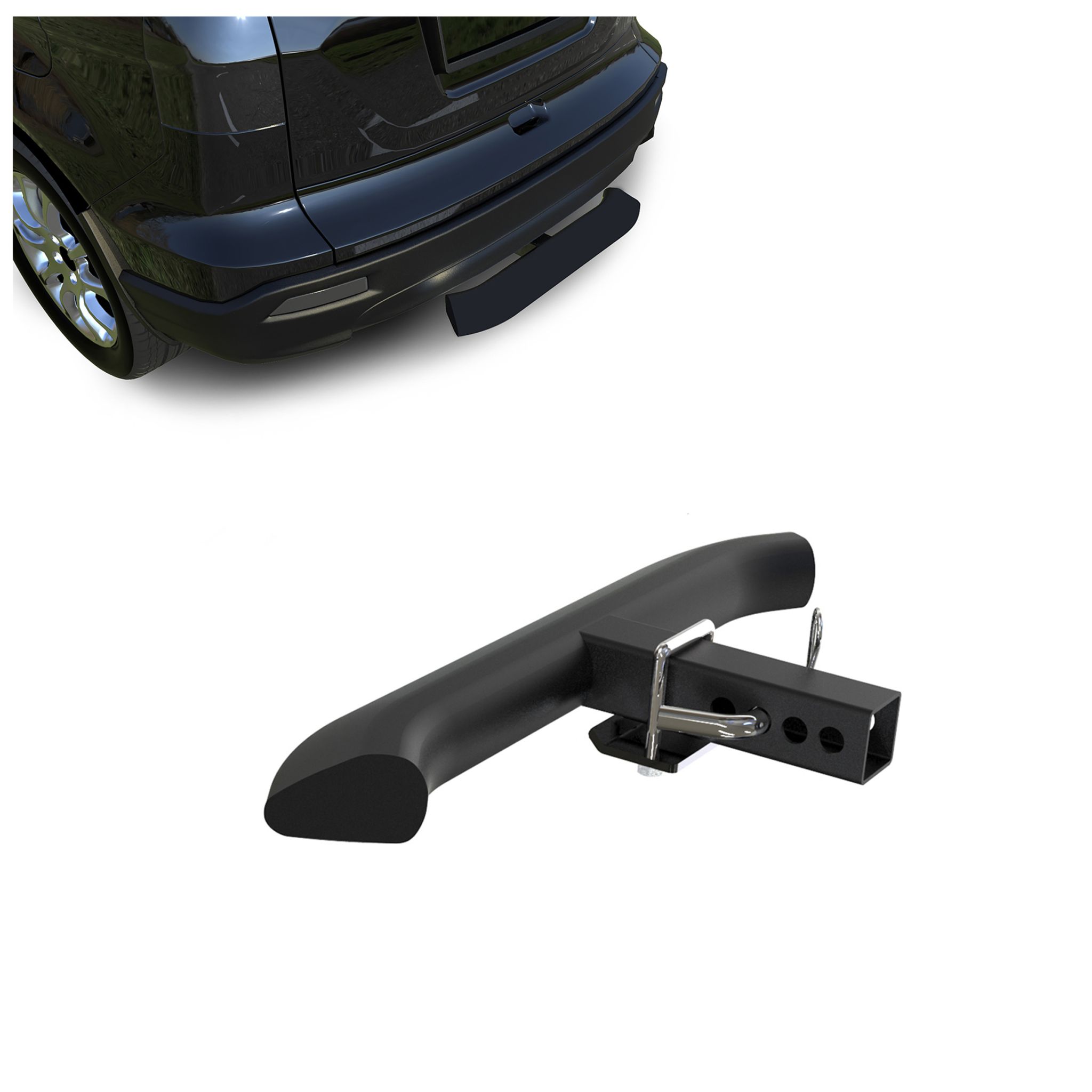 Black Horse Off Road Rear Hitch Step Black Steel RAZ28B