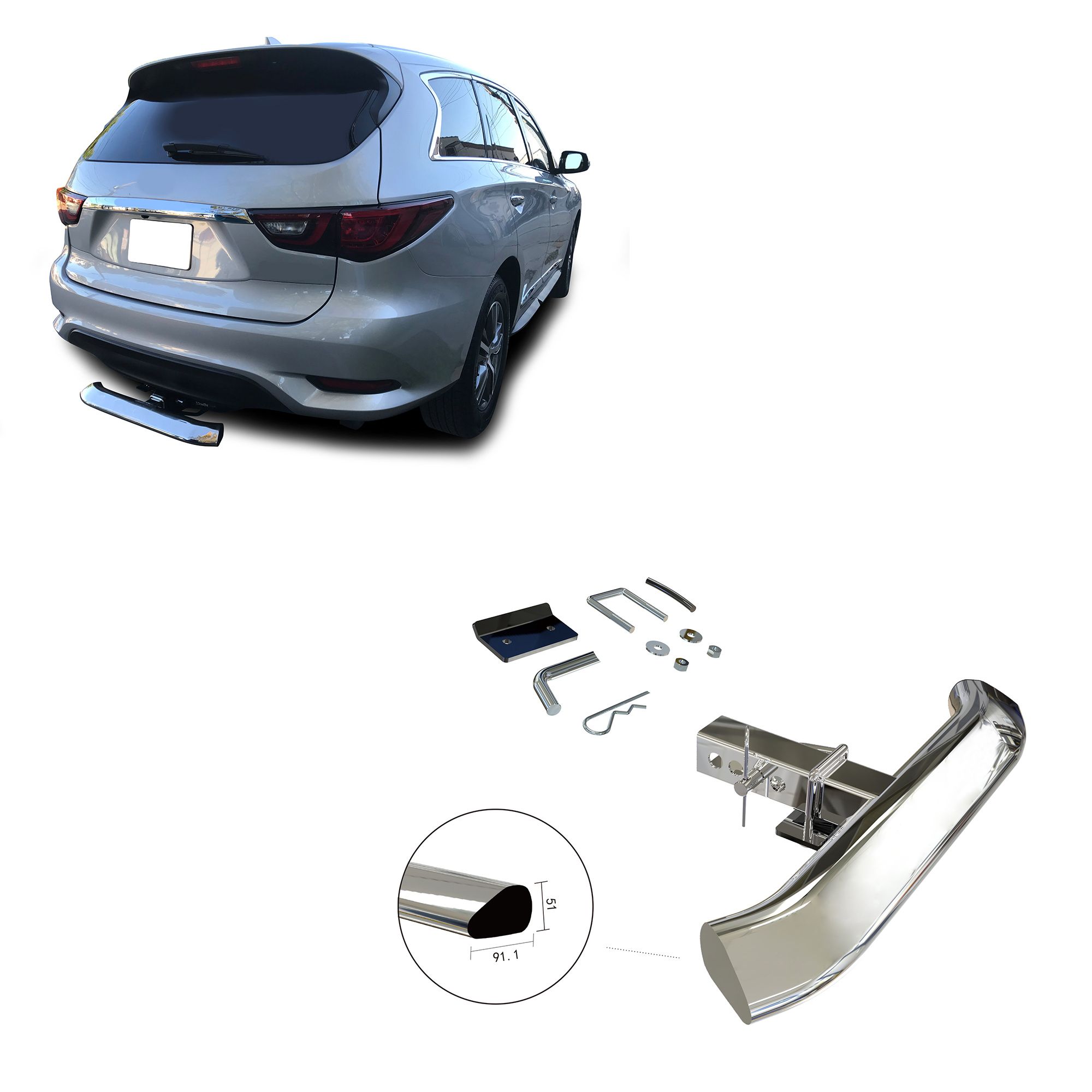 Black Horse Off Road Rear Hitch Step Stainless Steel Stainless Steel RAZ28S