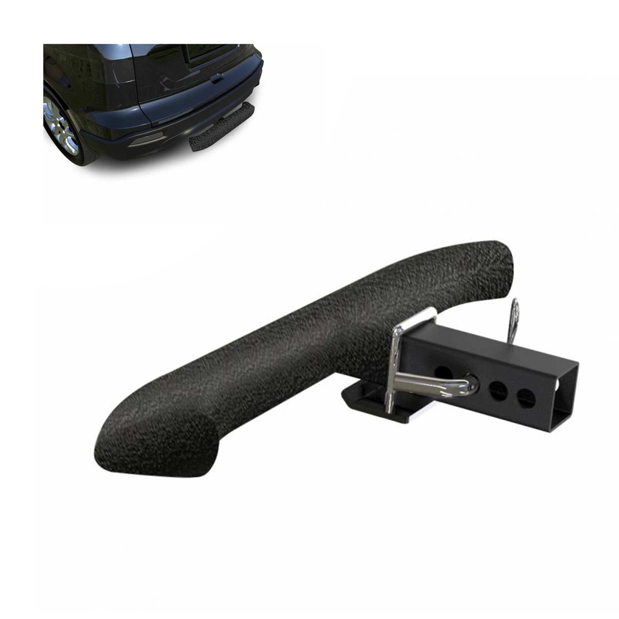 Black Horse Off Road Rear Hitch Step Textured Black Steel RAZ28T