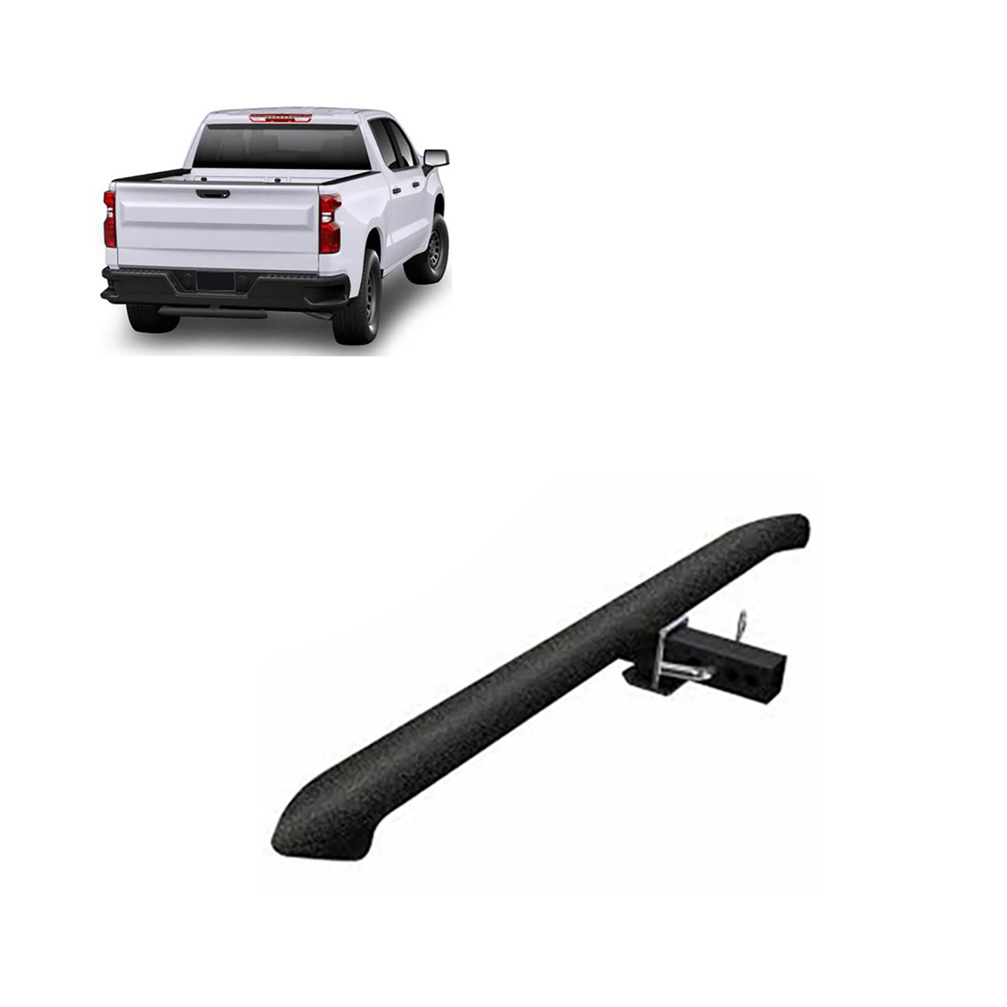Black Horse Off Road Rear Hitch Step Textured Black Steel RAZ48T
