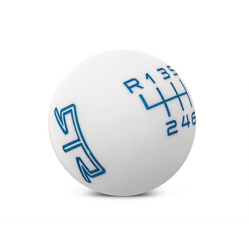 RTR White Shift Knob - Blue Engraving (15-23 GT, EcoBoost, V6)
