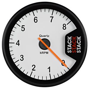 TACHOMETER, CLUBMAN, 80MM, WHITE, 0-8K RPM