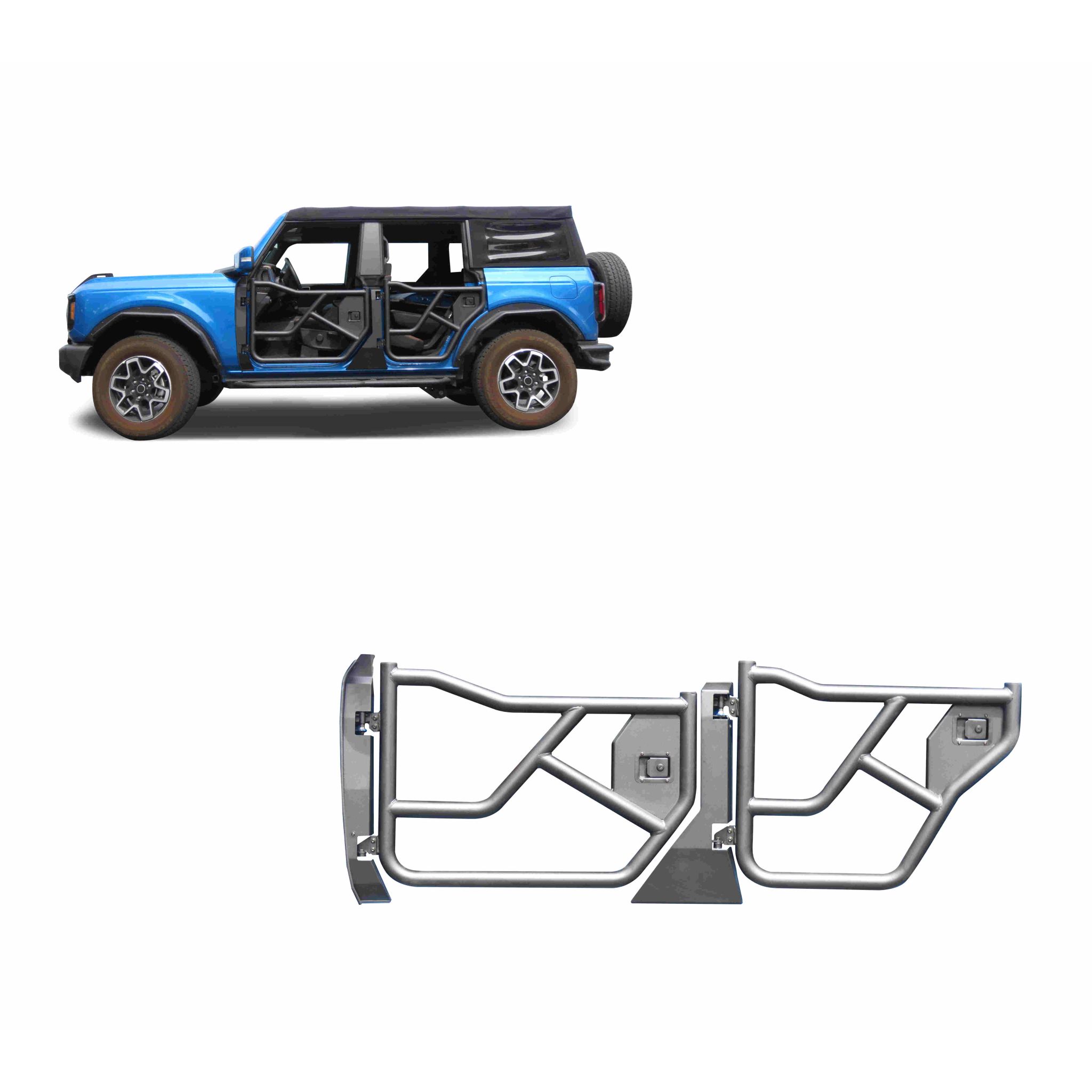 Black Horse Off Road Tubular Front & Rear Doors Metal Steel TFRDFB21