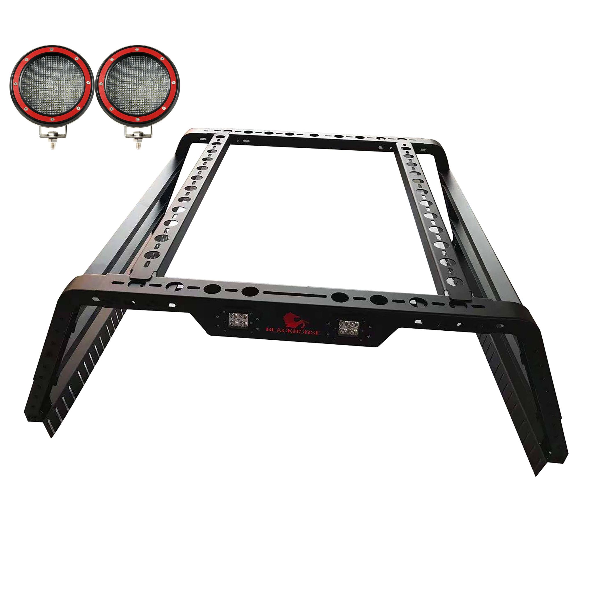 Black Horse Off Road Traveler Overland Utility Bed Rack Kit Black Steel TR01B-PLFR