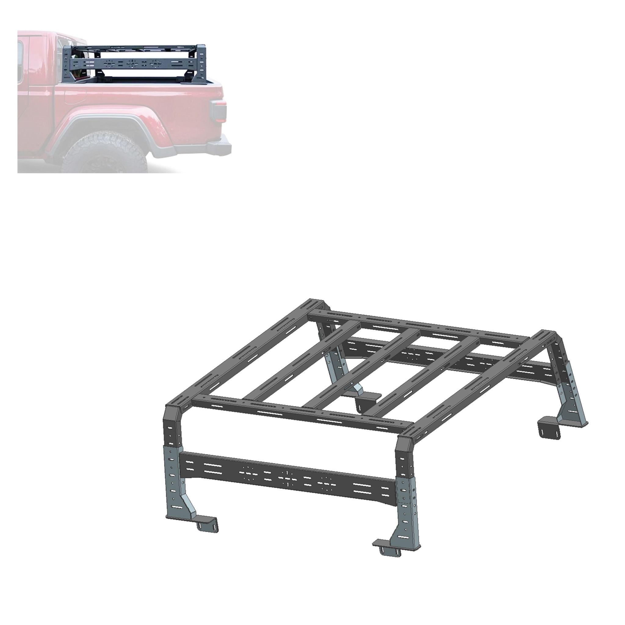 Black Horse Off Road Traveler Overland Utility Bed Rack Sandy Black Steel TR11B