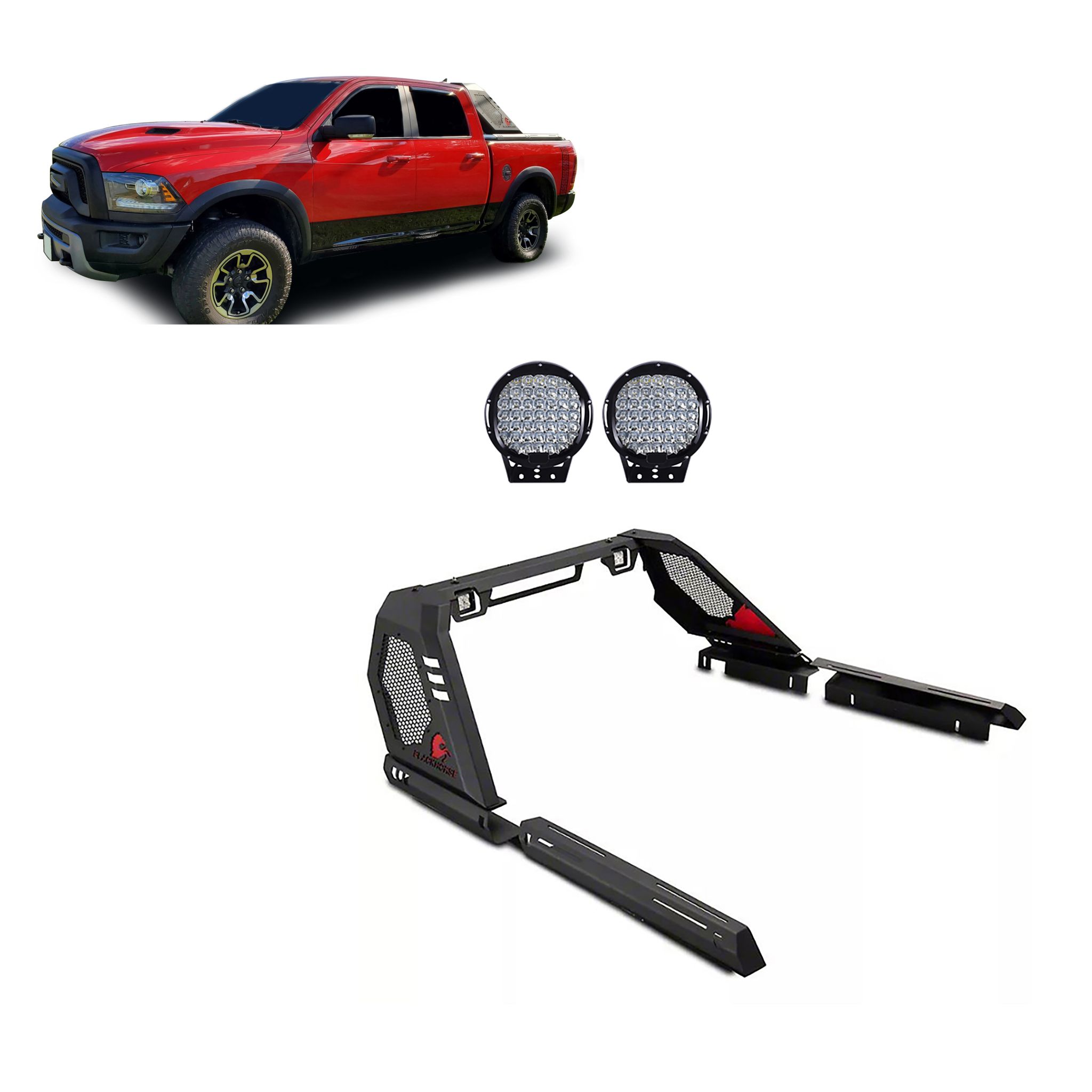 Black Horse Off Road Vigor Roll Bar Kit Black Steel VIRB02B-PL69B
