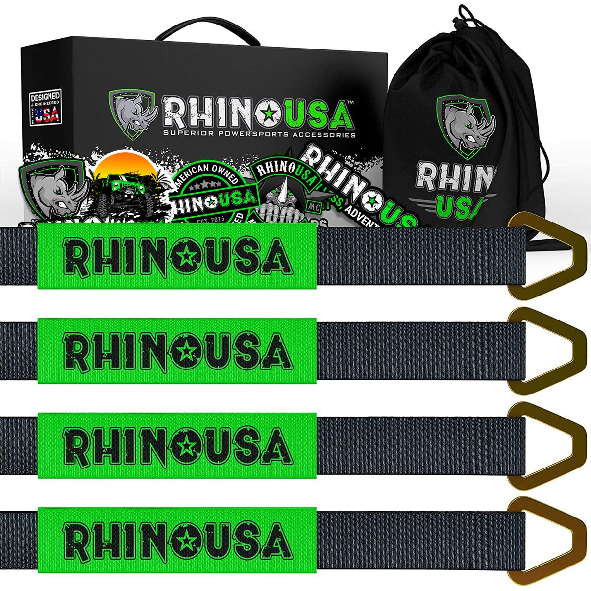 RHINO USA AXLE TIE DOWN STRAPS (4-PACK) 2" X 38" - BLACK