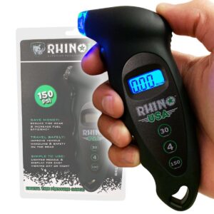 RHINO USA DIGITAL TIRE PRESSURE GAUGE 150 PSI (BLACK)