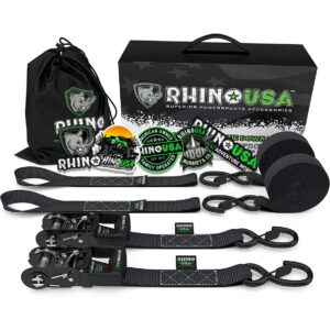 1.6" X 8' RHINO USA HEAVY DUTY RATCHET TIE-DOWNS 2-PACK (BLACK)