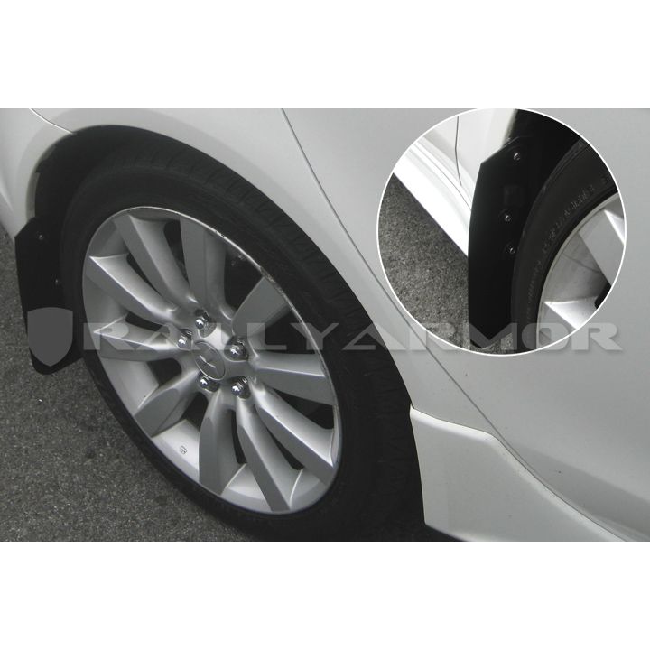 Rally Armor MF8-BAS-BLK - 2007-2017 Mitsubishi Lancer DE/ES/GTS/SE/Ralliart Sedan - Black Mud Flap/Black Logo