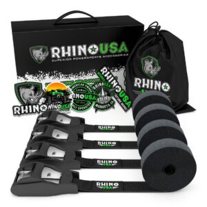 RHINO USA LASHING STRAPS 1IN X 12FT - SET OF 4 (BLACK)