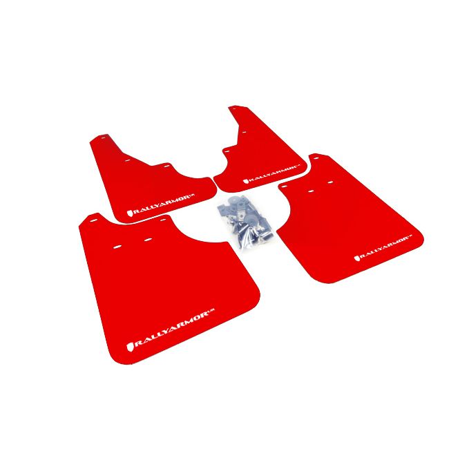 Rally Armor MF11-UR-RD/WH - 2009-2013 Subaru Forester 2.5X/XT - Red Mud Flap/White Logo