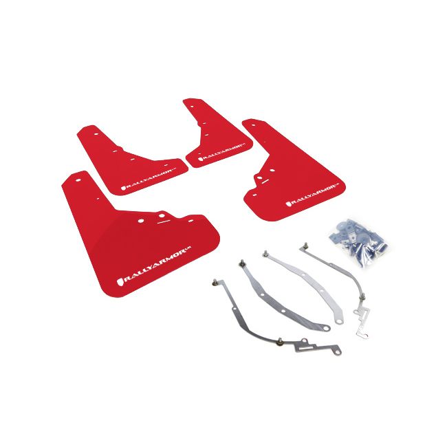 Rally Armor MF25-UR-RD/WH - 2012-2019 Fiat Fiat 500 Abarth, 500T, Sport - Red Mud Flap/White Logo
