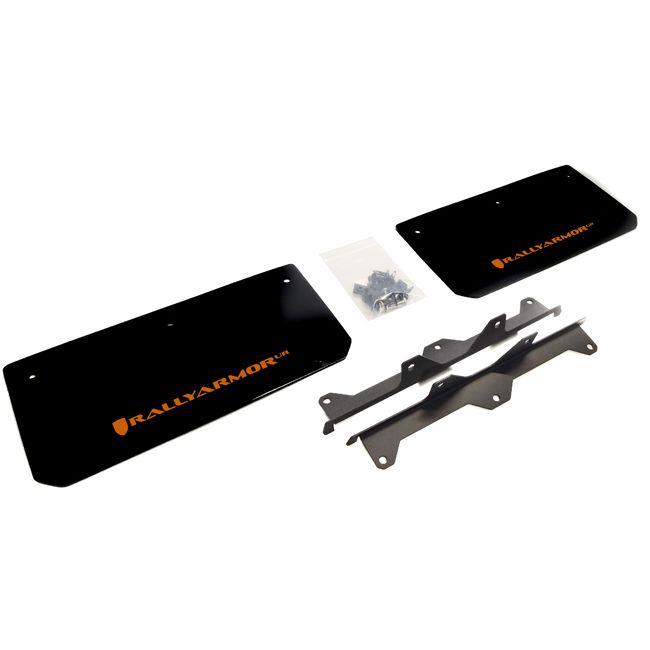 Rally Armor MF38-UR-BLK/OR - 2015-2016 Polaris Slingshot SL, SL LE - Black Mud Flap/Orange Logo