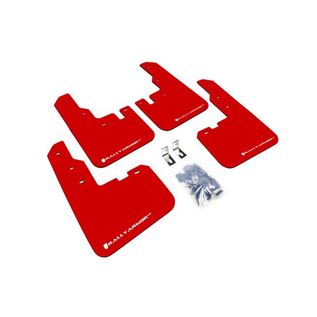Rally Armor MF41-UR-RD/WH - 2013-2015 Toyota RAV4 - Red Mud Flap/White Logo