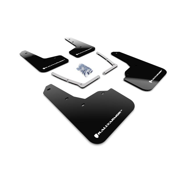 Rally Armor MF50-UR-BLK/WH - 2016-2021 Honda Civic Sedan, Coupe - Black Mud Flap/White Logo