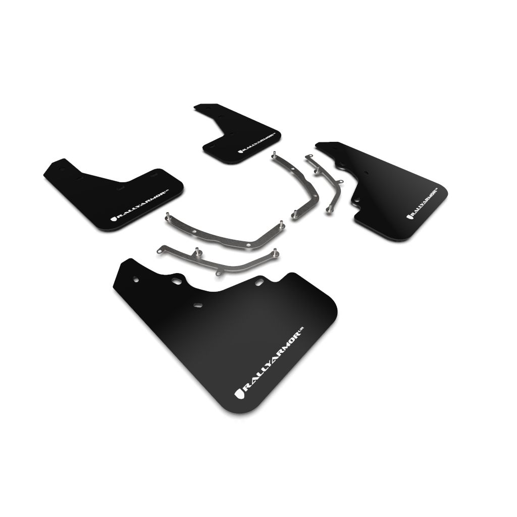 Rally Armor MF61-UR-BLK/WH - 2019-25 Mazda3 Hatchback - Black Mud Flap/White Logo