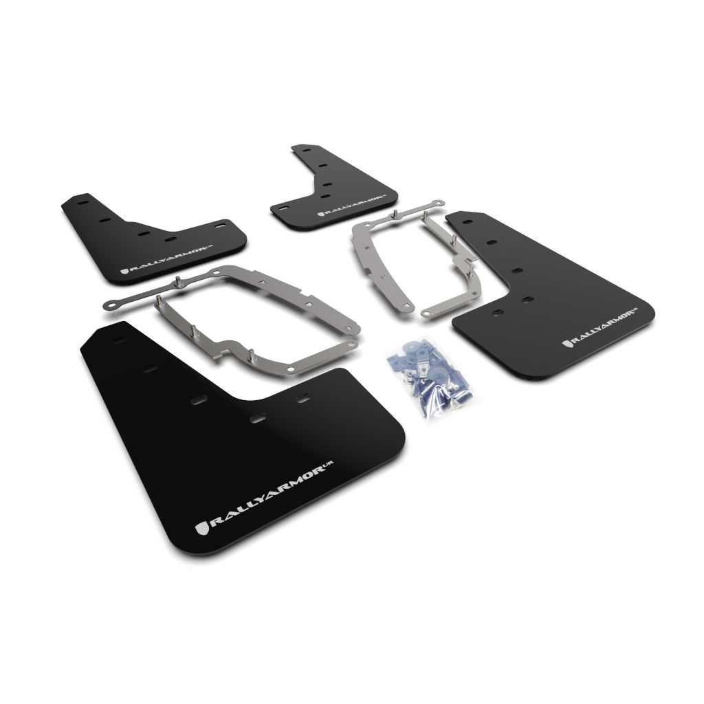 Rally Armor MF62-UR-BLK/WH - 2017-23 Tesla 3 - Black Mud Flap/White Logo