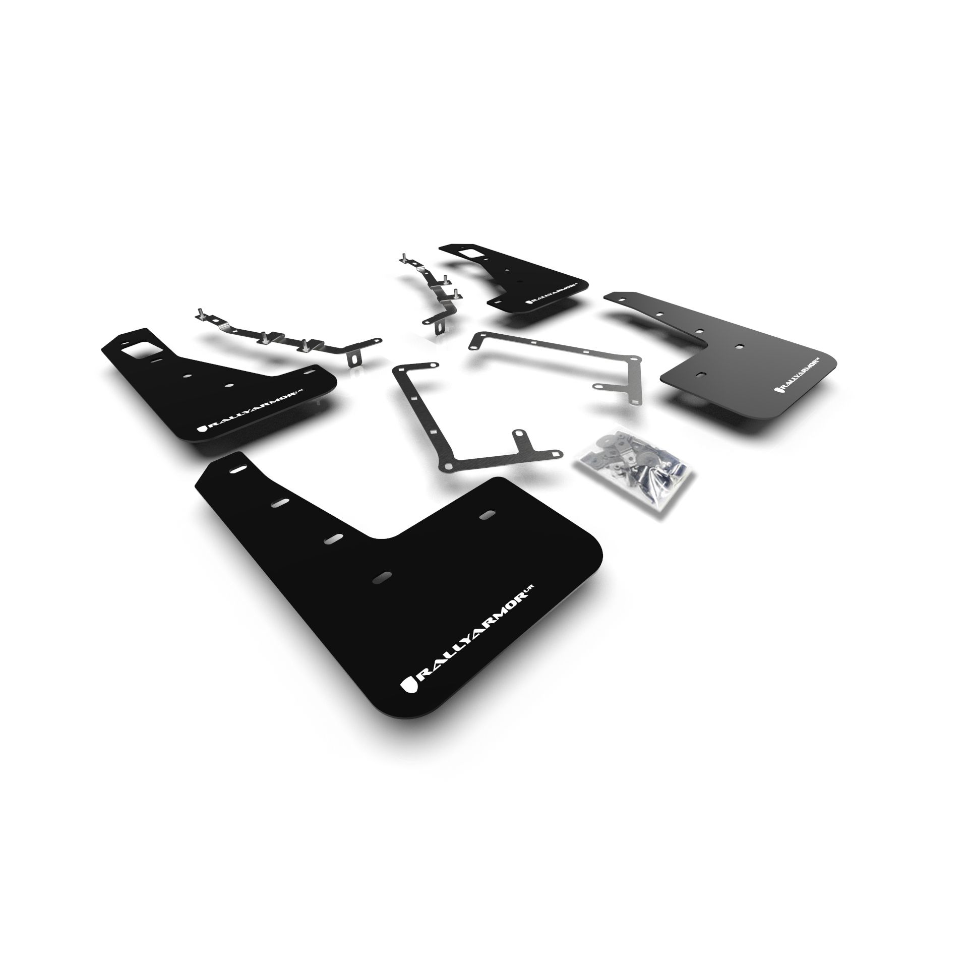 Rally Armor MF56-UR-BLK/WH - 2009-11 Ford Focus Mk2 RS & RS500 - Black Mud Flap/White Logo