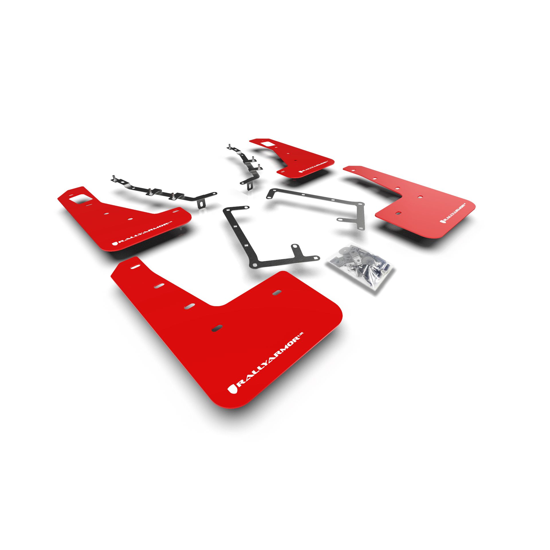 Rally Armor MF56-UR-RD/WH - 2009-11 Ford Focus Mk2 RS & RS500 - Red Mud Flap/White Logo