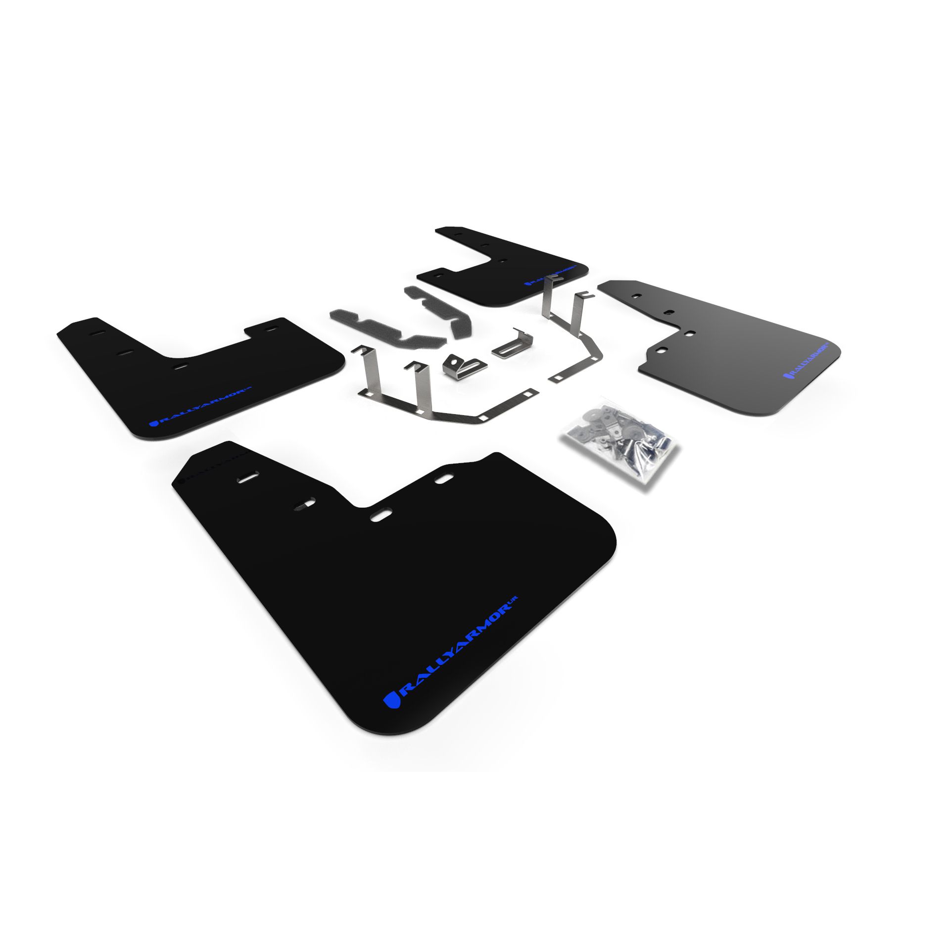 Rally Armor MF60-UR-BLK/BL - 2018-23 Mk8 Ford Fiesta ST, Titanium, Active X, Vignale - Black Mud Flap/Blue Logo